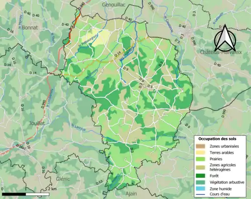 Carte en couleurs présentant l'occupation des sols.