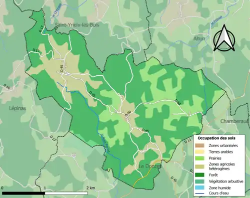 Carte en couleurs présentant l'occupation des sols.