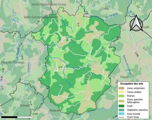 Carte en couleurs présentant l'occupation des sols.
