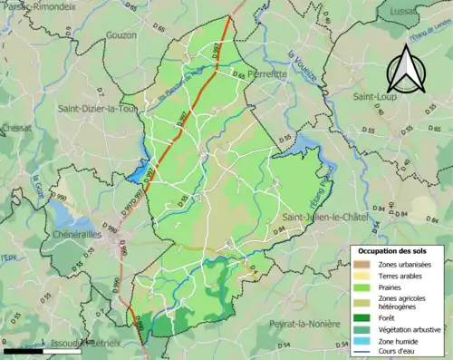 Carte en couleurs présentant l'occupation des sols.