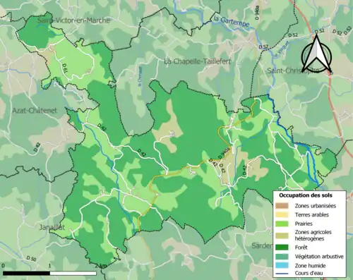 Carte en couleurs présentant l'occupation des sols.