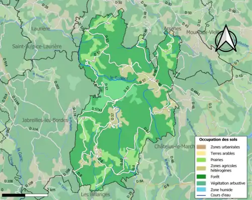 Carte en couleurs présentant l'occupation des sols.