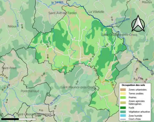 Carte en couleurs présentant l'occupation des sols.