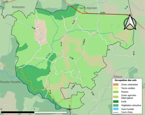 Carte en couleurs présentant l'occupation des sols.