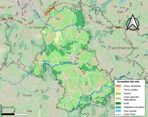 Carte en couleurs présentant l'occupation des sols.