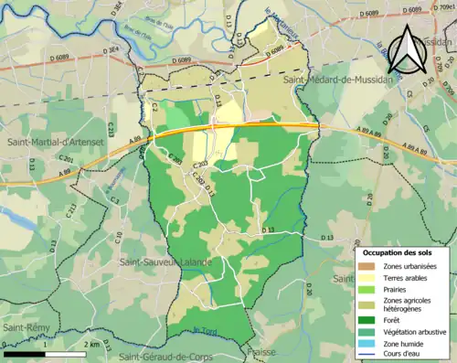 Carte en couleurs présentant l'occupation des sols.