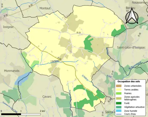 Carte en couleurs présentant l'occupation des sols.