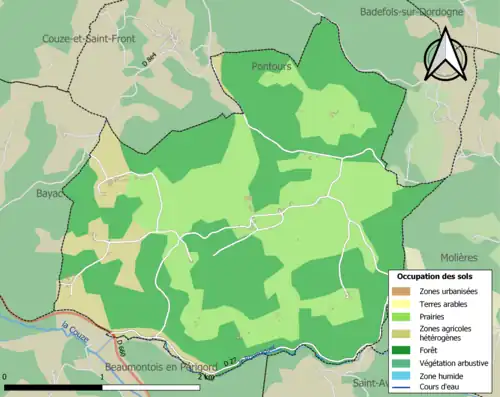 Carte en couleurs présentant l'occupation des sols.