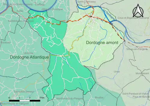 Carte en couleur présentant le(s) SAGE couvrant le territoire communal