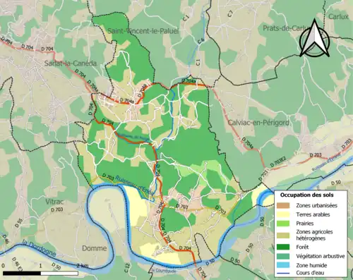 Carte en couleurs présentant l'occupation des sols.