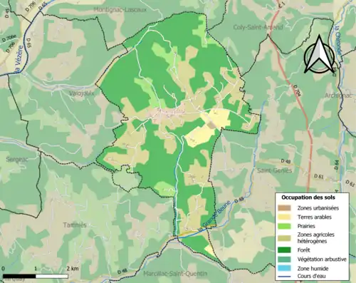 Carte en couleurs présentant l'occupation des sols.