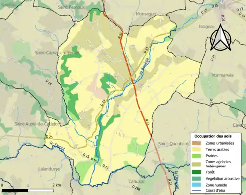 Carte en couleurs présentant l'occupation des sols.