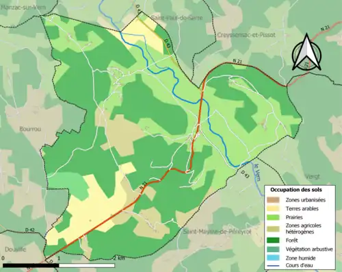 Carte en couleurs présentant l'occupation des sols.