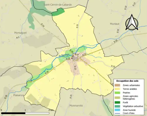 Carte en couleurs présentant l'occupation des sols.