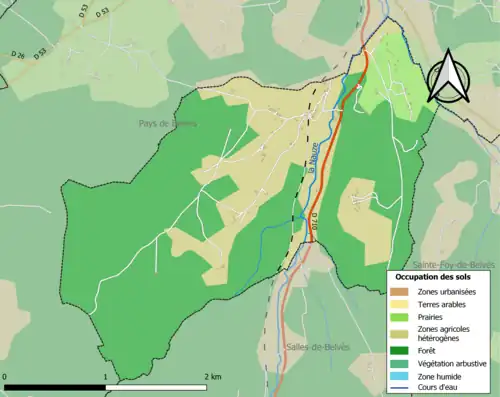 Carte en couleurs présentant l'occupation des sols.