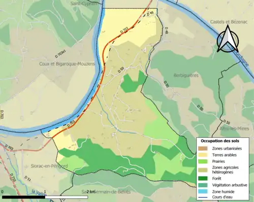 Carte en couleurs présentant l'occupation des sols.