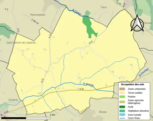 Carte en couleurs présentant l'occupation des sols.