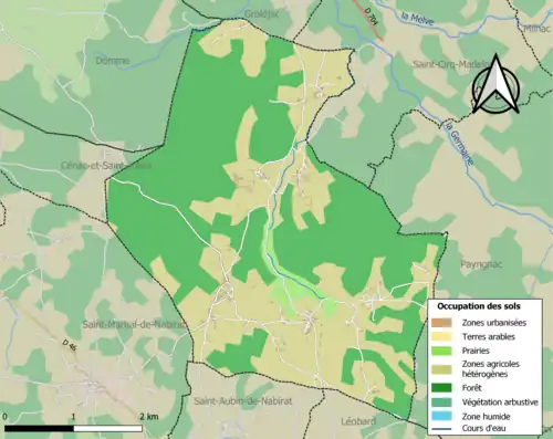 Carte en couleurs présentant l'occupation des sols.