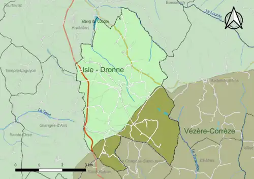 Carte en couleur présentant le(s) SAGE couvrant le territoire communal