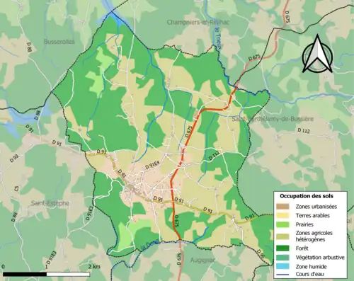 Carte en couleurs présentant l'occupation des sols.