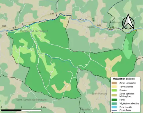 Carte en couleurs présentant l'occupation des sols.