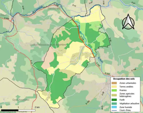 Carte en couleurs présentant l'occupation des sols.