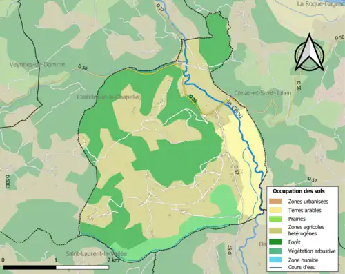 Carte en couleurs présentant l'occupation des sols.