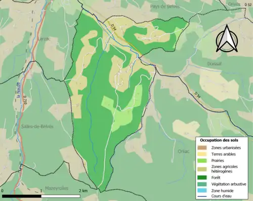 Carte en couleurs présentant l'occupation des sols.