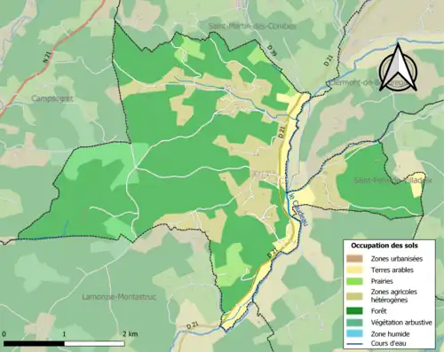 Carte en couleurs présentant l'occupation des sols.