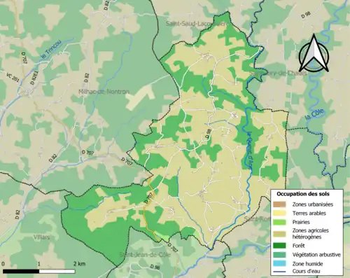 Carte en couleurs présentant l'occupation des sols.