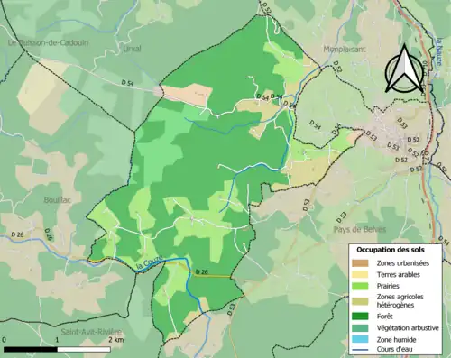Carte en couleurs présentant l'occupation des sols.