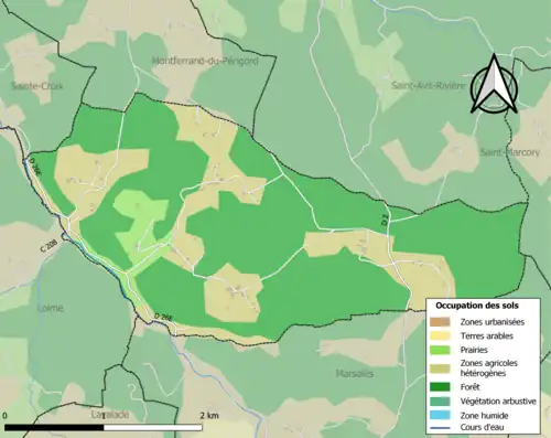 Carte en couleurs présentant l'occupation des sols.
