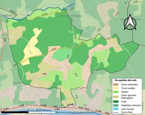 Carte en couleurs présentant l'occupation des sols.