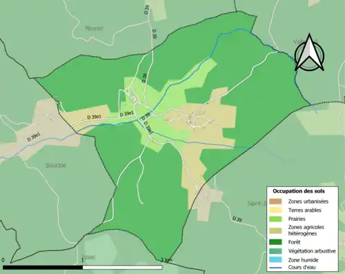 Carte en couleurs présentant l'occupation des sols.