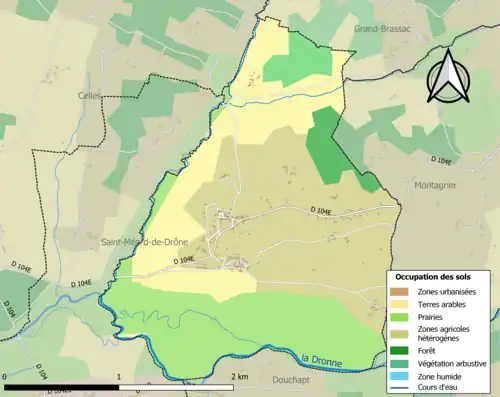 Carte en couleurs présentant l'occupation des sols.