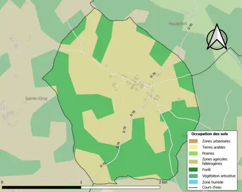 Carte en couleurs présentant l'occupation des sols.