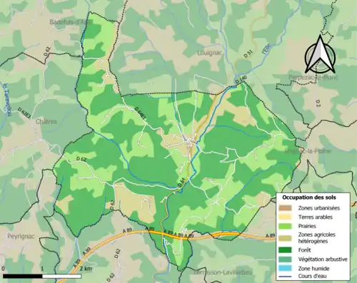 Carte en couleurs présentant l'occupation des sols.