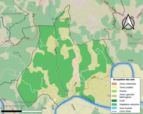 Carte en couleurs présentant l'occupation des sols.