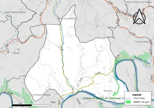 Carte des ZNIEFF de type 1 à Vitrac.