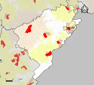 Localisation de l'aire d'attraction de Maîche dans le département du Doubs.