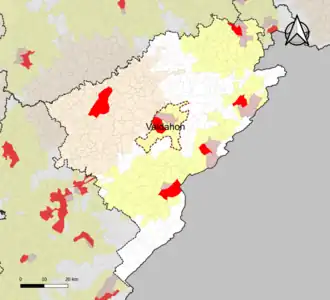 Localisation de l'aire d'attraction de Valdahon dans le département du Doubs.