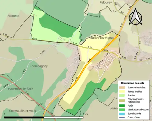 Carte en couleurs présentant l'occupation des sols.