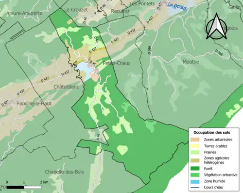 Carte en couleurs présentant l'occupation des sols.