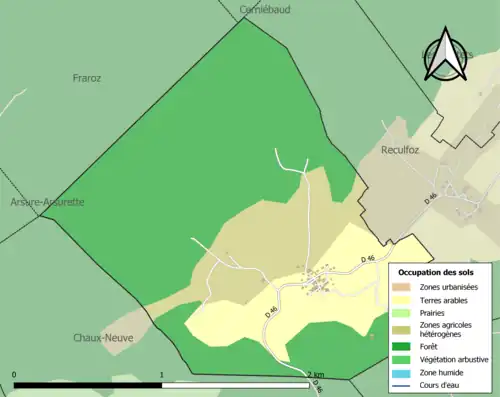 Carte en couleurs présentant l'occupation des sols.