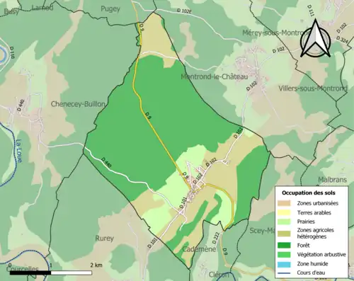 Carte en couleurs présentant l'occupation des sols.