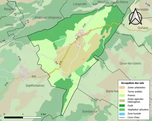 Carte en couleurs présentant l'occupation des sols.