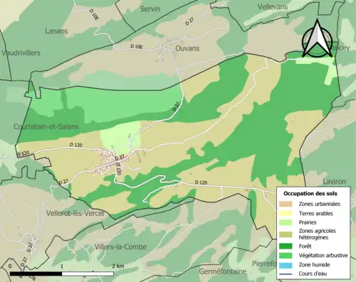 Carte en couleurs présentant l'occupation des sols.