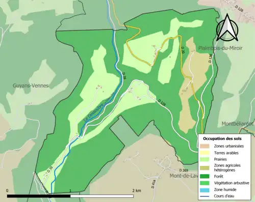 Carte en couleurs présentant l'occupation des sols.