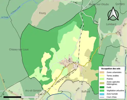 Carte en couleurs présentant l'occupation des sols.