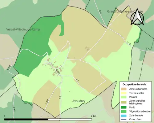 Carte en couleurs présentant l'occupation des sols.